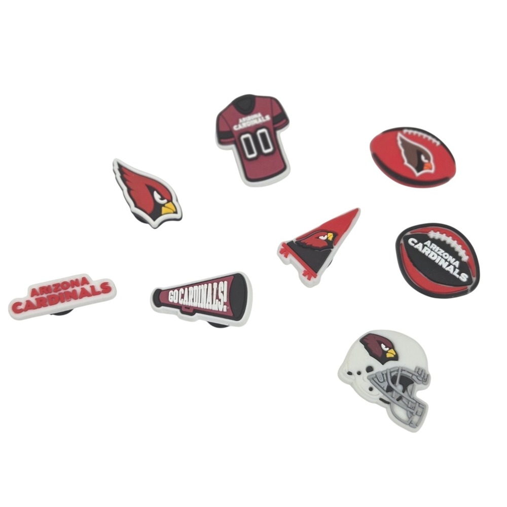 NFL Arizona Cardinals Football Team For Crocs Shoe Charms Jibbitz 8 pieces NEW